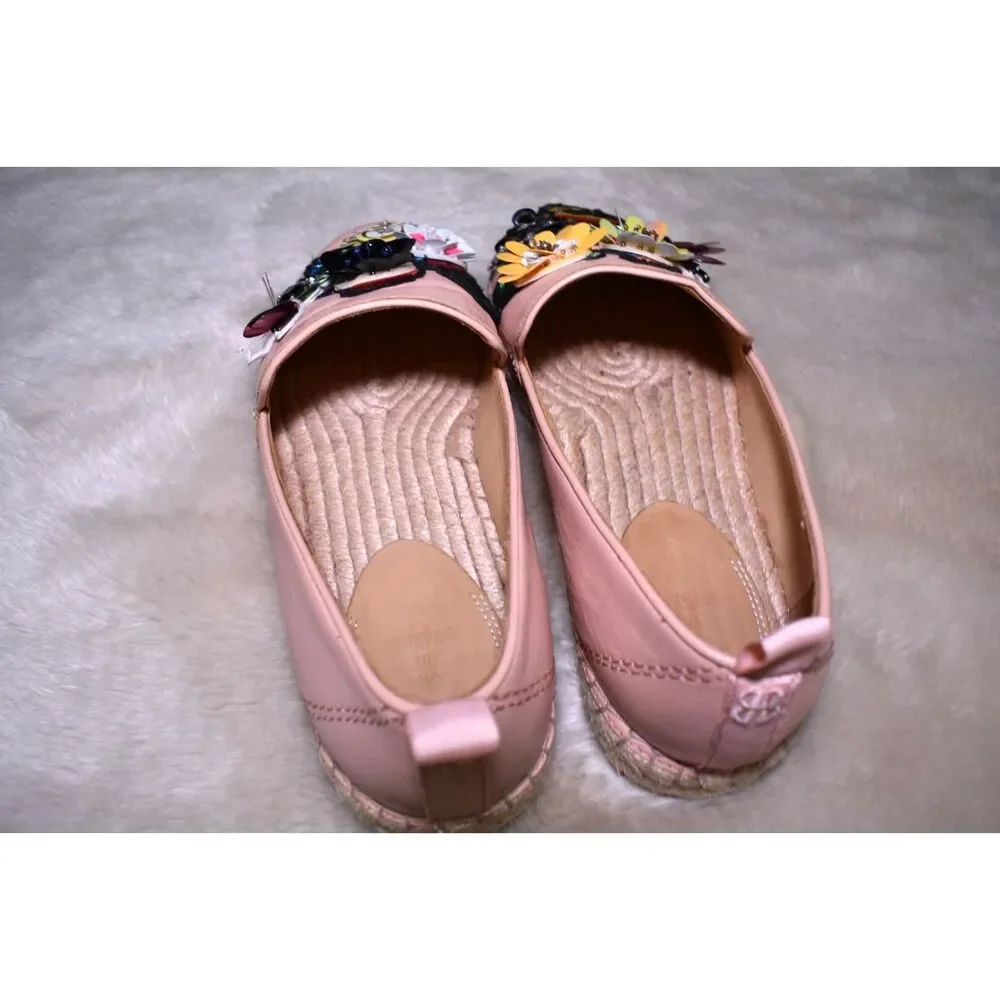 Bill Blass Sutton Pink Floral Embroidered Espadrilles Flats Size 7.5